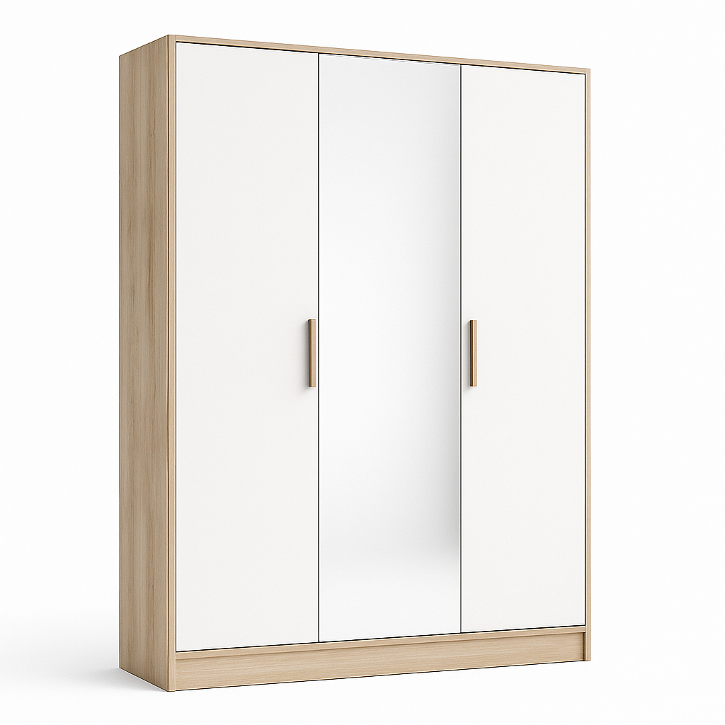 Curve Designer Storage Wooden wardrobe with white doors

