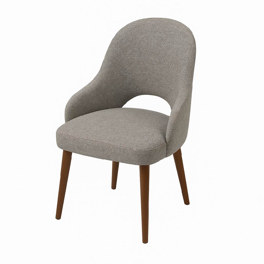 Gray Charm Elegant Upholstered Chair with wooden legs 